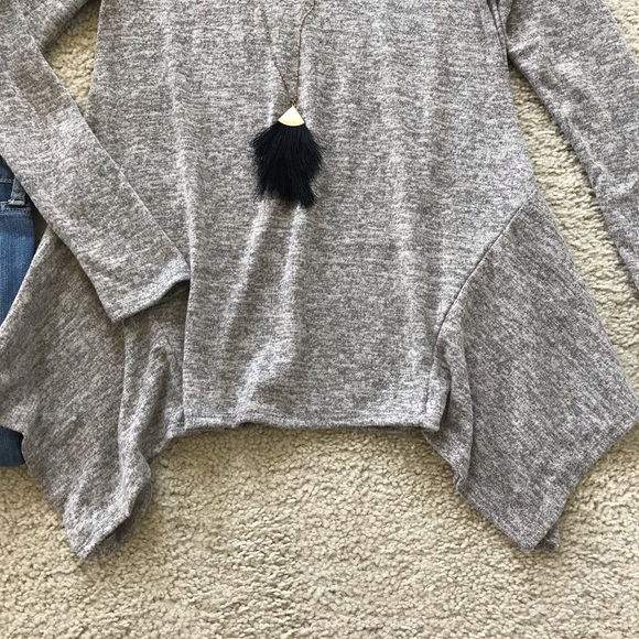 Grey Handkerchief Hem Tunic Top - Picture 5 of 8